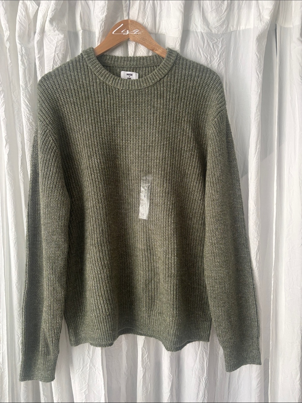 Moss Green Crewneck Knit Sweater - Unbranded
